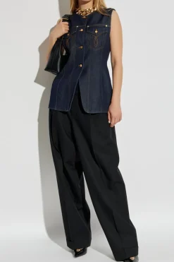 Versace GRANATOWY Jeansowa kamizelka