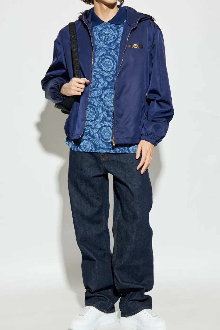 Versace GRANATOWY Kurtka z kapturem