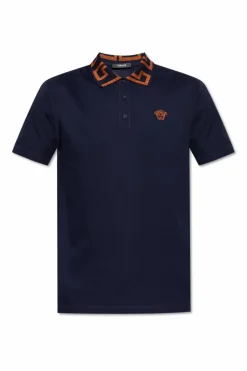 Versace GRANATOWY Polo z logo