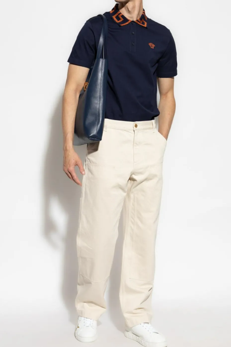 Versace GRANATOWY Polo z logo