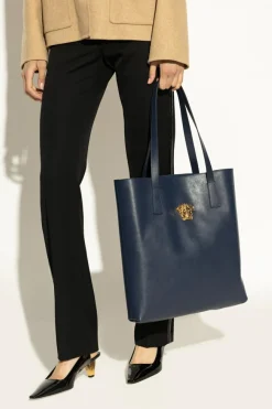 Versace GRANATOWY Skórzana torba typu `shopper`