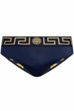 Versace GRANATOWY Slipy kąpielowe z logo