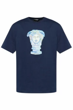 Versace GRANATOWY T-shirt z głową Meduzy
