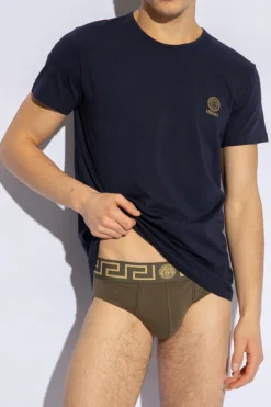 Versace GRANATOWY T-shirt z kolekcji ‘Underwear’