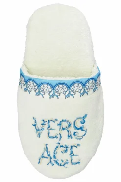 Versace Home BIAŁY Bawełniane klapki z nadrukiem