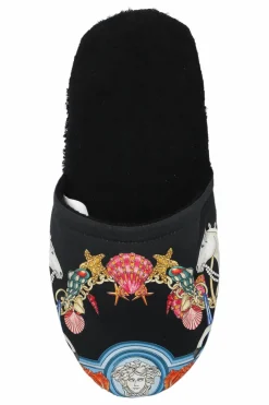 Versace Home CZARNY Klapki z nadrukiem `Coral Theatre`