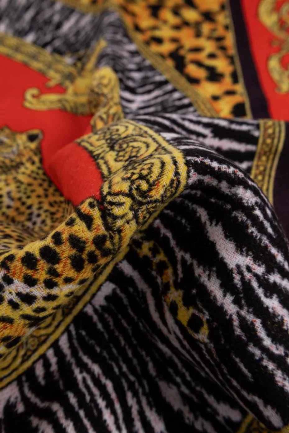 Versace Home MULTIKOLOR Wełniany koc z frędzlami