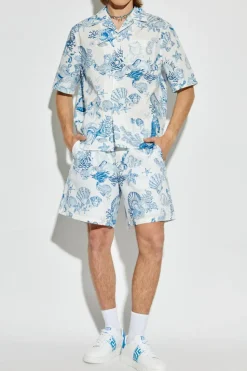 Versace jasnoniebieski Szorty z nadrukiem `Coral Theatre Allover`