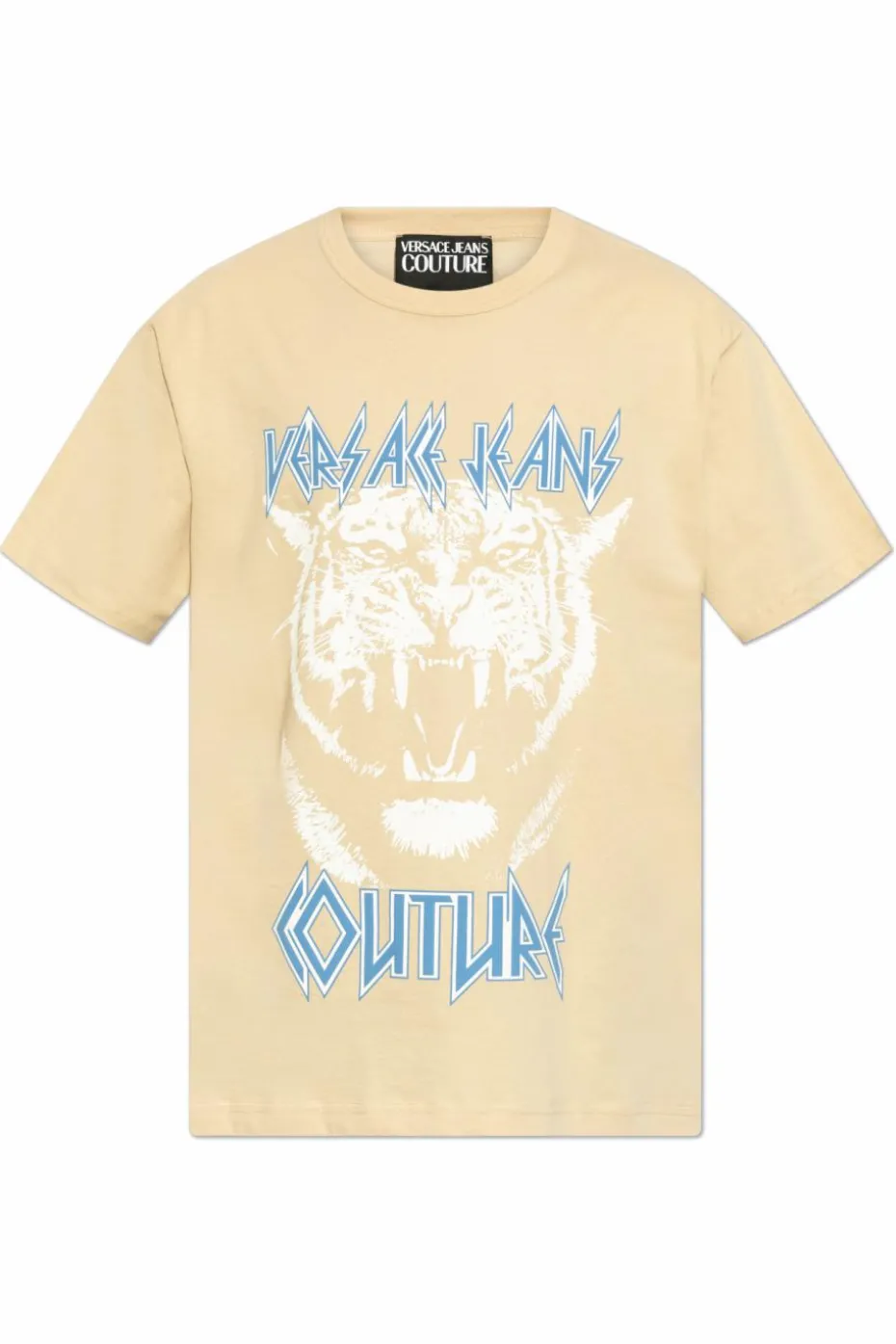 Versace Jeans Couture beżowy T-shirt z nadrukiem