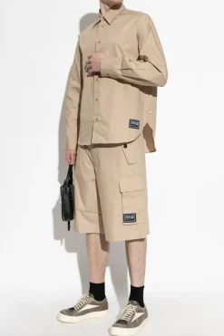 Versace Jeans Couture beżowy Koszula z naszywką z logo