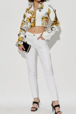 Versace Jeans Couture BIAŁY Krótka marynarka z nadrukiem `Barocco`