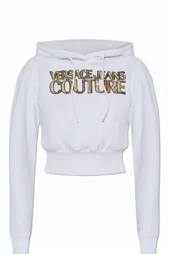 Versace Jeans Couture BIAŁY Bluza z połyskującymi cekinami