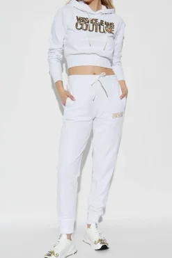 Versace Jeans Couture BIAŁY Bluza z połyskującymi cekinami