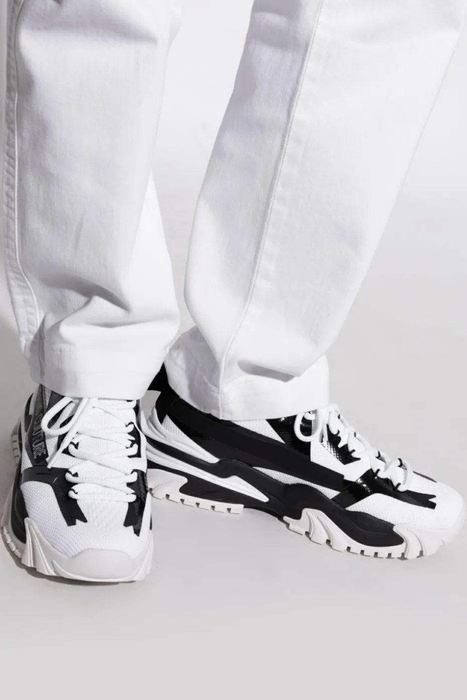 Versace Jeans Couture BIAŁY Buty sportowe z nadrukowanym logo