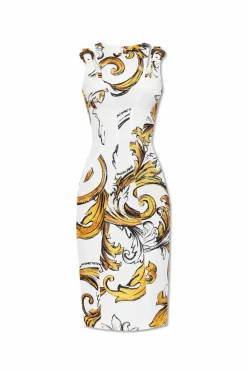Versace Jeans Couture BIAŁY Sukienka z nadrukiem `Outline Barocco`