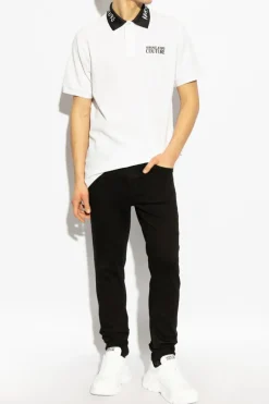 Versace Jeans Couture BIAŁY Polo z nadrukowanym logo