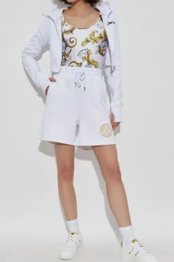 Versace Jeans Couture BIAŁY Krótka bluza z kapturem