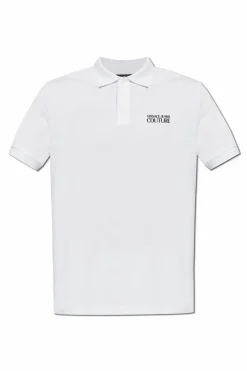 Versace Jeans Couture BIAŁY Polo z nadrukowanym logo
