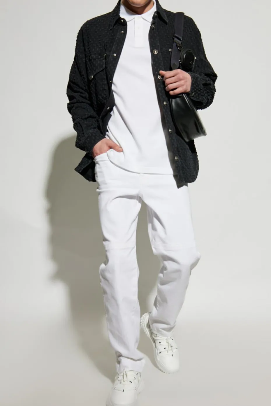 Versace Jeans Couture BIAŁY Polo z nadrukowanym logo