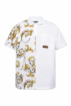 Versace Jeans Couture BIAŁY Polo ze wzorem