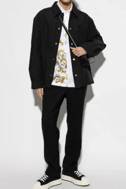 Versace Jeans Couture BIAŁY Polo ze wzorem