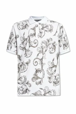 Versace Jeans Couture BIAŁY Polo z nadrukiem `Barocco`