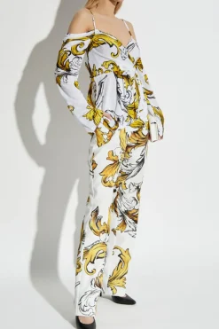 Versace Jeans Couture BIAŁY Spodnie ze wzorem