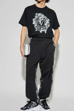 Versace Jeans Couture CZARNY T-shirt z nadrukiem