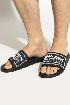Versace Jeans Couture CZARNY Klapki z logo