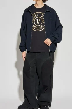 Versace Jeans Couture CZARNY T-shirt z nadrukowanym logo