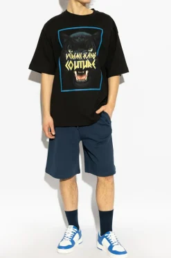 Versace Jeans Couture CZARNY T-shirt z nadrukiem