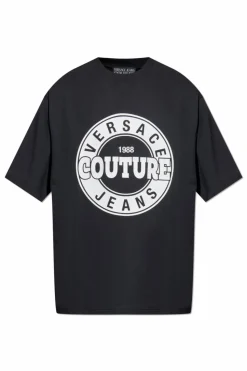 Versace Jeans Couture CZARNY T-shirt z nadrukiem