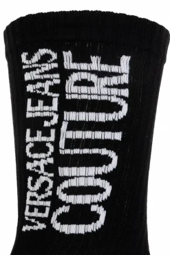 Versace Jeans Couture CZARNY Bawełniane skarpety z logo