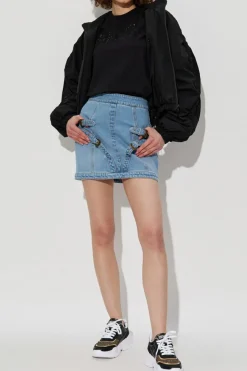 Versace Jeans Couture CZARNY T-shirt z połyskującymi aplikacjami