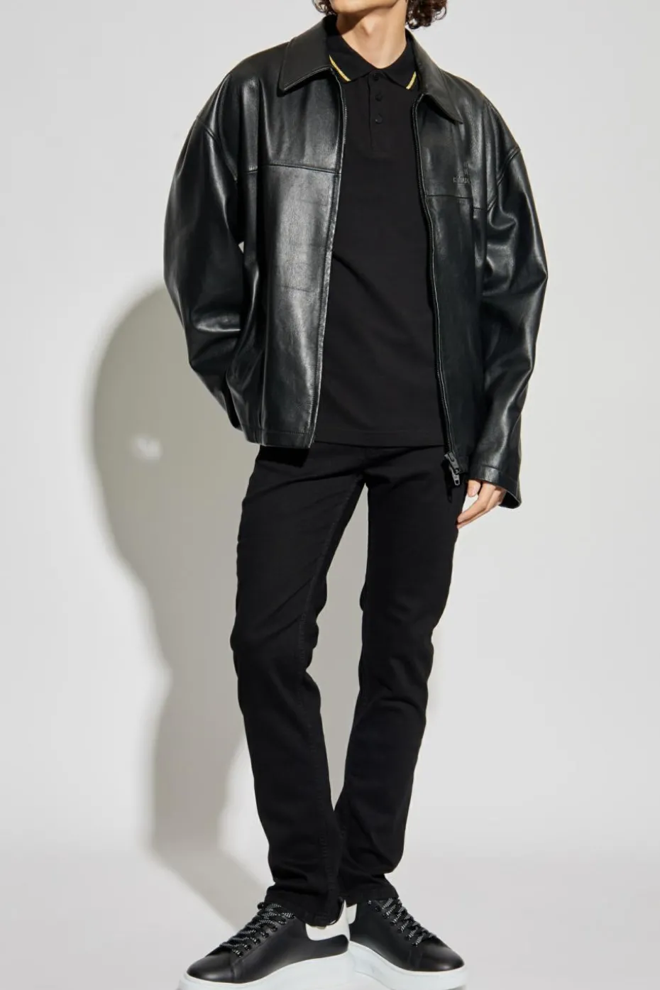 Versace Jeans Couture CZARNY Polo z wyszytym logo