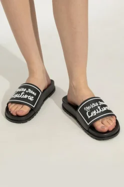 Versace Jeans Couture CZARNY Gumowe klapki z logo