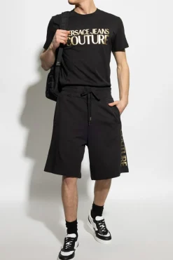 Versace Jeans Couture CZARNY Szorty z nadrukowanym logo