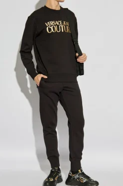 Versace Jeans Couture CZARNY Spodnie dresowe z nadrukowanym logo
