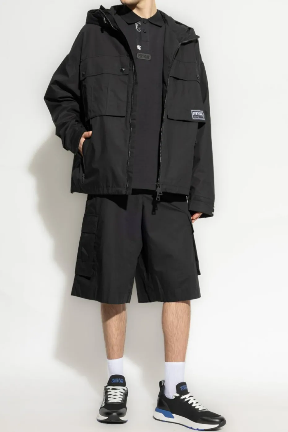 Versace Jeans Couture CZARNY Kurtka z kapturem
