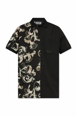 Versace Jeans Couture CZARNY Polo z kieszenią