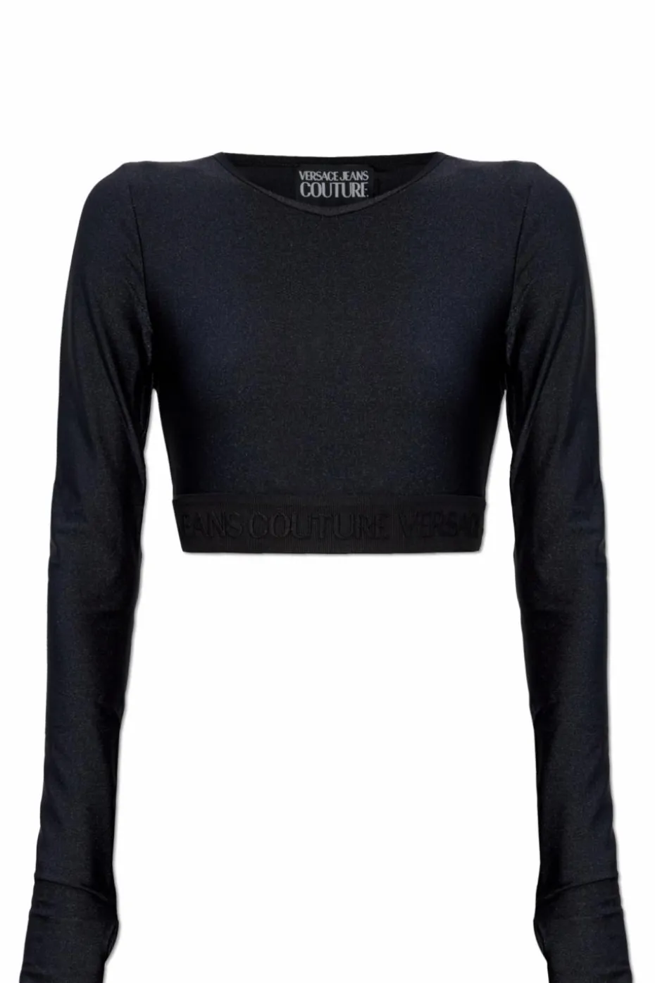 Versace Jeans Couture CZARNY Krótki top z długimi rękawami
