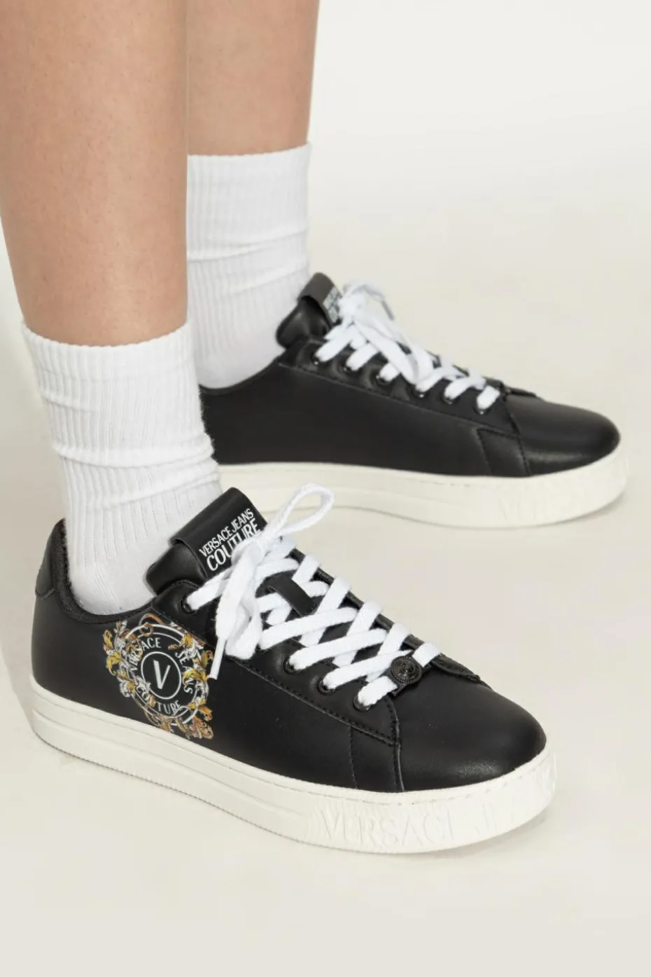 Versace Jeans Couture CZARNY Buty sportowe z nadrukowanym logo