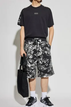 Versace Jeans Couture CZARNY T-shirt z nadrukiem `Barocco`