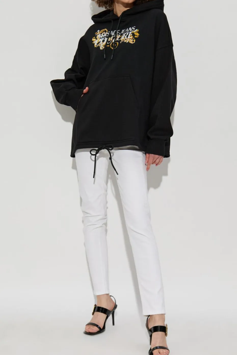 Versace Jeans Couture CZARNY Bluza z kapturem
