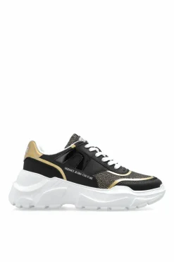 Versace Jeans Couture CZARNY Buty sportowe z połyskującym brokatem