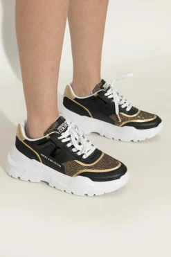 Versace Jeans Couture CZARNY Buty sportowe z połyskującym brokatem