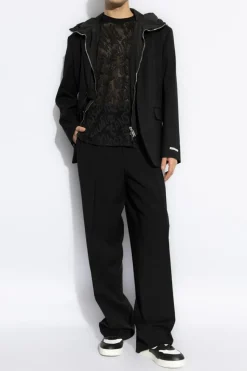 Versace Jeans Couture CZARNY Ażurowy t-shirt