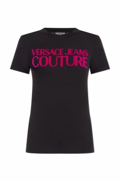 Versace Jeans Couture CZARNY T-shirt z logo