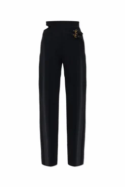 Versace Jeans Couture CZARNY Spodnie z dekoracyjnym rozcięciem w pasie