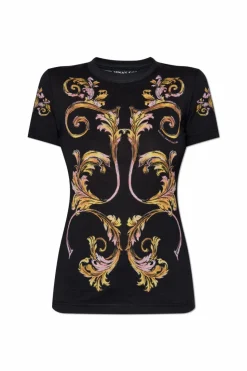 Versace Jeans Couture CZARNY T-shirt z nadrukiem `Barocco`